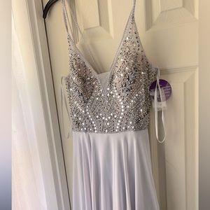 SOLD- Floor length sequence grey/light purple blue colored dress